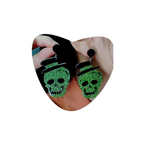 Atentuyi Gothic Große Schädel Tropfen Ohrringe Silber Acryl Schädel Ohrringe Grün Baumeln Ohrringe Retro Neon Ohrringe Harz Aussage Ohrringe Schmuck Für Frauen Und Mädchen von Atentuyi