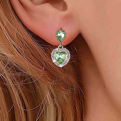 Atentuyi Herz Ohrringe Gold Cz Herz Ohrringe Grün Kristall Tränen Ohrringe Herz Baumeln Ohrringe Hochzeit Braut Strass Ohrringe Für Frauen Prom Ohrringe Schmuck Bräute Brautjungfern von Atentuyi