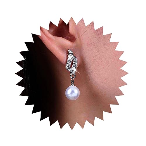 Atentuyi Hochzeit Perle Tropfen Ohrringe Silber Strass Ohrstecker Ohrringe Vintage Perle Ohrringe Funkelnden Kristall Ohrringe Cz Kette Quaste Ohrringe Schmuck Für Frauen Und Mädchen von Atentuyi