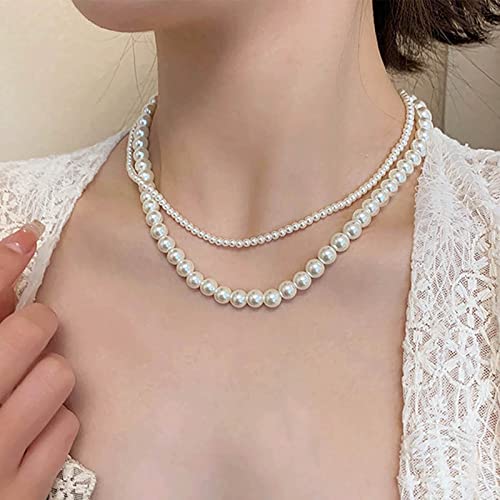 Atentuyi Hochzeit Perlenkette Geschichtet Runde Nachahmung Perlenkette Vintage Winzige Perle Kette Choker Schmuck Für Frauen Und Mädchen von Atentuyi