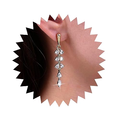 Atentuyi Hochzeit Strass Ohrringe Gold Winzig Cz Tropfen Ohrringe Quaste Baumeln Ohrringe Cz Kette Ohrringe Tränen Kristall Ohrringe Funkelnde Diamant Ohrringe Schmuck Für Frauen Und Mädchen von Atentuyi