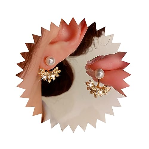 Atentuyi Kleine Perlenohrstecker Gold Kristall Blumen Ohrstecker Ohrstecker Cz Vordere Rückseite Ohrringe Funkelnde Straßsteine Ohrringe Schmuck Für Frauen Und Mädchen von Atentuyi