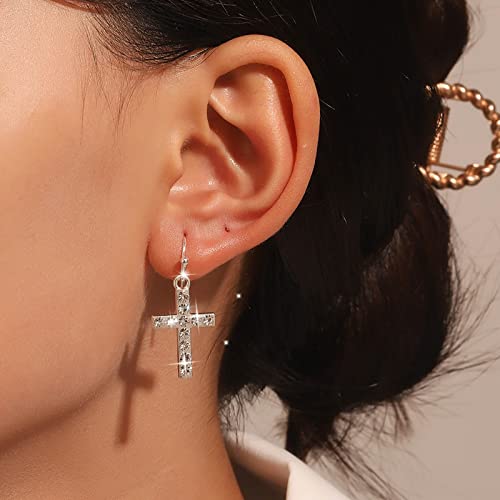 Atentuyi Kreuz Ohrringe Silber Ohrringe Haken Cz Tropfen Ohrringe Kreuz Tropfen Baumeln Ohrringe Cubic Zirkonia Ohrringe Boho Ohrringe Schmuck Für Frauen Und Mädchen von Atentuyi