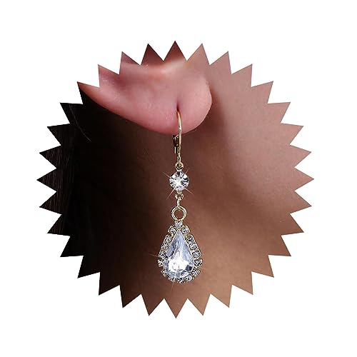 Atentuyi Kristall Tropfen Ohrringe Gold Kleine Reifen Ohrringe Tropfen Strass Ohrringe Funkelnde Hochzeit Ohrringe Cz Kette Ohrringe Schmuck Für Frauen Und Mädchen von Atentuyi