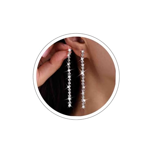 Atentuyi Lange Strass Ohrringe Gold Kristall Hochzeit Ohrringe Cz Kette Tropfen Ohrstecker Ohrringe Lineare Quaste Kronleuchter Baumeln Ohrringe Funkelnde Braut Ohrringe Für Frauen Mädchen Geschenk von Atentuyi