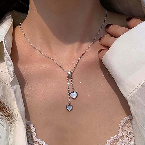 Atentuyi Opal Herz Anhänger Halskette Silber Doppel Herz Halskette Mondstein Herz Halskette Herz Y Lariat Halskette Opal Y Tropfen Halskette Cz Kreis Halskette Schmuck Für Frauen Und Mädchen von Atentuyi