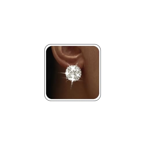 Atentuyi Pave Diamant Ohrstecker Silber Hochzeit Strass Ohrringe Braut Halo Ohrstecker Funkelnde Solitär Ohrringe Runde Kristall Ohrringe Schmuck Für Frauen Und Mädchen von Atentuyi