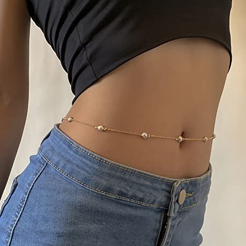 Atentuyi Perle Bauch Taille Kette Bikini Strand Geschirr Gold Körper Kette Minimalistischen Taille Schmuck Für Frauen Und Mädchen von Atentuyi