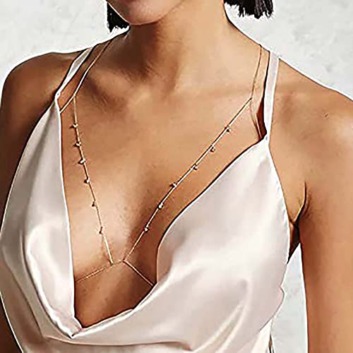 Atentuyi Perlen-Körperkette Halskette Goldperlen-BH-Kette Strand-Bikini-Kette Drahtgeschirr Körperzubehör Sommer-Bauch-Taille-Kette Boho-Körperschmuck Für Frauen Und Mädchen von Atentuyi