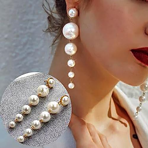 Atentuyi Perlenohrringe Gold Lange Perlenohrringe Boho Lange Quasten Ohrringe Hochzeit Braut Ohrringe Perlenschmuck Für Frauen Und Mädchen von Atentuyi