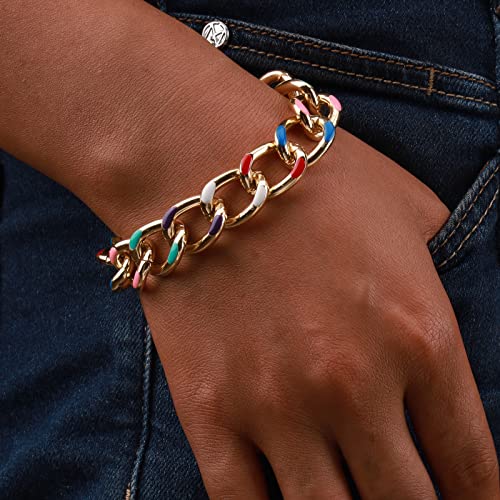 Atentuyi Punk Büroklammer Armband Gold Chunky Kette Handkette Metall Link Cuban Chain Armbänder Schmuck für Frauen und Mädchen von Atentuyi