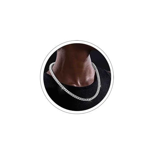 Atentuyi Punk Klobige Silber Choker Panzerkette Halskette kubanische Glieder Halskette kurzer Kragen Schlüsselbein Halskette Schmuck für Damen Herren und Mädchen von Atentuyi