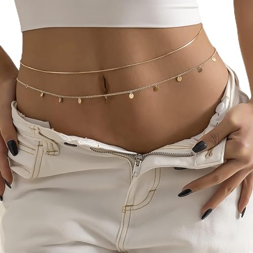 Atentuyi Quaste Pailletten Geschichteten Bauch Taille Kette Gold Set Sexy Bikini Strand Geschirr Zierlich Körper Kette Böhmischen Schmuck Für Frauen Und Mädchen 2 Stück von Atentuyi