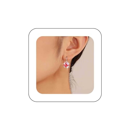 Atentuyi Rote Cz Baumeln Ohrringe Silberne Ohrringe Roter Kristall Ohrringe Rubin Tropfen Ohrringe Hochzeit Ohrringe Strass Braut Ohrringe Schmuck Für Frauen Und Mädchen von Atentuyi