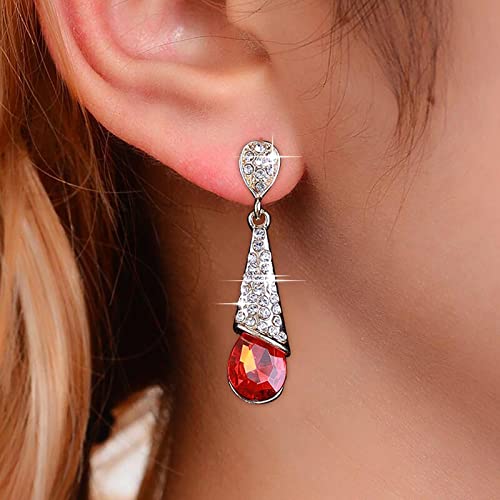 Atentuyi Rote Tropfen Ohrringe Gold Rubin Tropfen Ohrringe Rot Kristall Ohrringe Braut Strass Ohrringe Kubik Zirkonia Ohrringe Wassertropfen Cz Ohrringe Hochzeitsschmuck Für Frauen Und Mädchen von Atentuyi