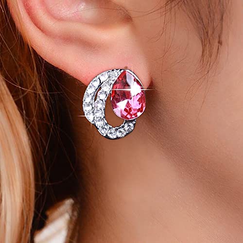 Atentuyi Rote Tropfen Ohrstecker Silber Rubin Ohrringe Rot Kristall Ohrringe Hochzeit Cz Ohrringe Kubischer Zirkonia Ohrringe Strass Braut Ohrringe Schmuck Für Frauen Und Mädchen von Atentuyi