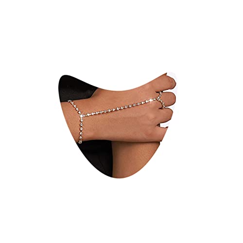 Atentuyi Strass Fingerring Armband Gold Cz Handgeschirr Handkette Cz Fingerkette Boho Sklavenarmband Strass Armband Schmuck Hochzeit Accessoires Für Frauen Und Mädchen von Atentuyi