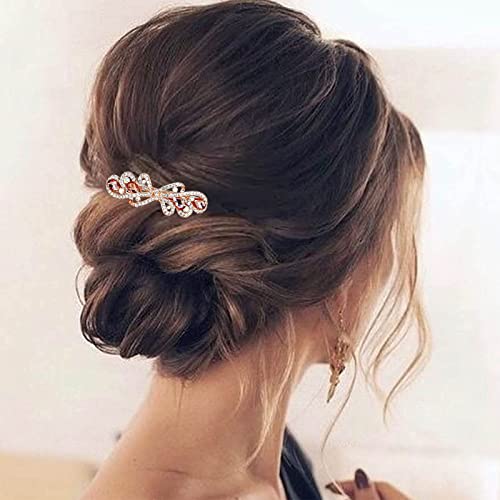 Atentuyi Strass Haarspange Gold Edelsteine ​​Kristall Haarspange Haarspange Haarspangen Hochzeit Hari Accessoire Braut Schmuck Haarnadeln Kopfbedeckung für Frauen und Mädchen (Champagner) von Atentuyi