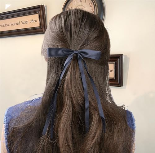 Black Haarschleifen Frauen Kleine Schleife Haarspangen Seidige Satinschleife Clips Niedlichen Haarschleife Clip Französisch Haar Band Bogen Langen Schwanz Bögen Hochzeit Spange Bogenknoten Haarschmuck von Atentuyi
