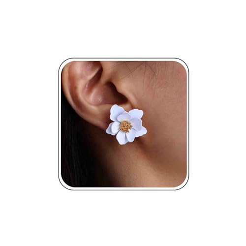 Boho Acryl Weiße Blume Ohrringe Rosa Blume Ohrstecker Cz Perle Blume Ohrringe Gelb Gänseblümchen Blumen Ohrringe Hochzeit Erklärung Ohrringe Harz Orange Rose Ohrringe Schmuck Für Frauen von Atentuyi