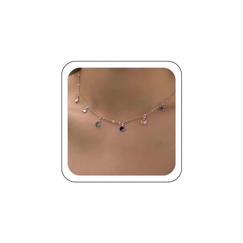 Boho Kristall Quaste Regenbogen Halskette Gold Cz Anhänger Halskette Hochzeit Bunte Halskette Braut Kristall Halsband Zierlich Dünne Kette Minimalistische Halskette Schmuck Für Frauen Und Mädchen von Atentuyi