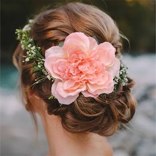 Boho Strand Hochzeit Haarspangen Blume Große Blume Haarnadel Bräute Blume Brosche Rosa Party Rose Haarspange Hochzeit Haarschmuck Haarnadeln Haarteile Für Frauen von Atentuyi