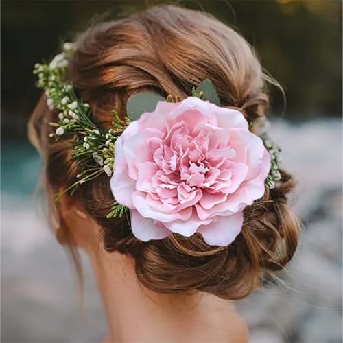 Boho Strand Hochzeit Haarspangen Blume Große Haarnadel Bräute Brosche Rosa Party Rose Haarschmuck Haarteile Für Frauen von Atentuyi