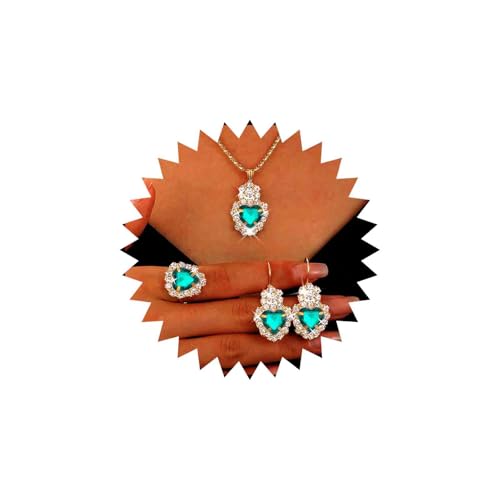 Gold Bräute Hochzeit Ohrring Und Halskette Set Ring Schmuck Set Cz Grün Herz Anhänger Halskette Smaragd Kristall Herz Halskette Partei Strass Baumeln Ohrringe Brautjungfer Braut Tropfen for Frauen Gold Bräute Hochzeit Ohrring Und Halskette Set Ring Schmuck Set Cz Grün Herz Anhänger Halskette Smaragd Kristall Herz Halskette Partei Strass Baumeln Ohrringe Brautjungfer Braut Tropfen for Frauen von Atentuyi