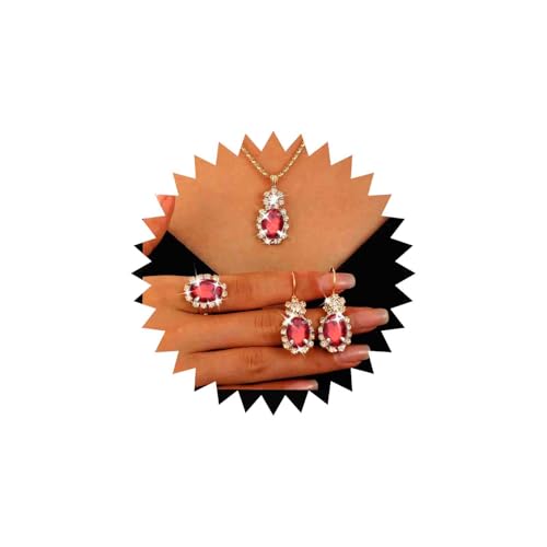 Gold Bräute Hochzeit Ohrring Und Halskette Set Ring Schmuck Set Rubin Kristall Anhänger Halskette Rot Strass Ohrringe Prom Partei Cz Tränen Halskette Brautjungfer Braut Tropfen Ohrringe Frauen Gold Bräute Hochzeit Ohrring Und Halskette Set Ring Schmuck Set Rubin Kristall Anhänger Halskette Rot Strass Ohrringe Prom Partei Cz Tränen Halskette Brautjungfer Braut Tropfen Ohrringe Frauen von Atentuyi