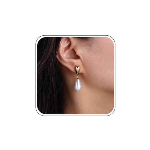 Gold Perlenohrringe Für Frauen Große Perle Tropfen Ohrringe Große Perle Baumeln Ohrringe Hochzeit Ohrringe Braut Ohrringe Metall Teardrop Silber Ohrstecker Vintage Statement Ohrringe Schmuck von Atentuyi