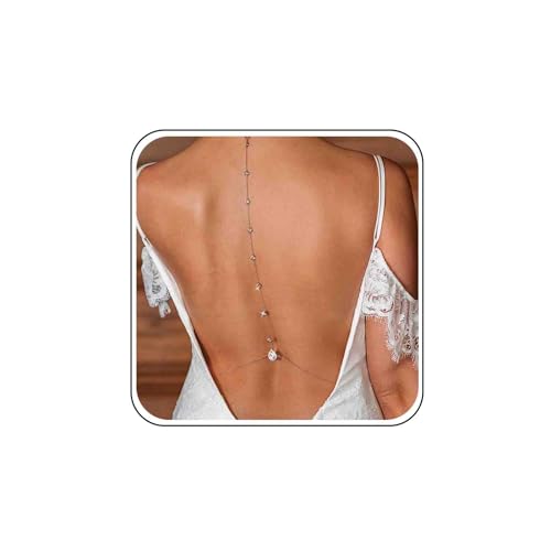 Gold Rücken Halskette Für Rückenfreie Kleid Silber Cz Braut Hintergrund Halskette Choker Strass Tropfen Bräute Zurück Kette Halskette Kristall Körper Hochzeit Halskette Lange Tropfen Y Lariat Frauen von Atentuyi