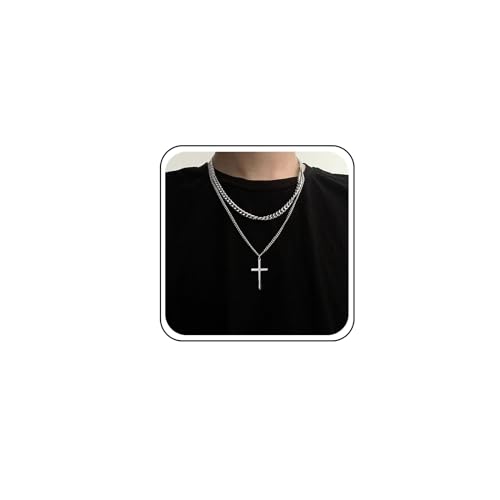 Layered Silberne Kreuz Halskette Männer Jesus Kreuz Anhänger Halskette Katholisches Kreuz Choker Halskette Vintage Religion Kreuz Halskette Glied Kandare Kette Kreuz Halskette Für Frauen Und Mädchen von Atentuyi