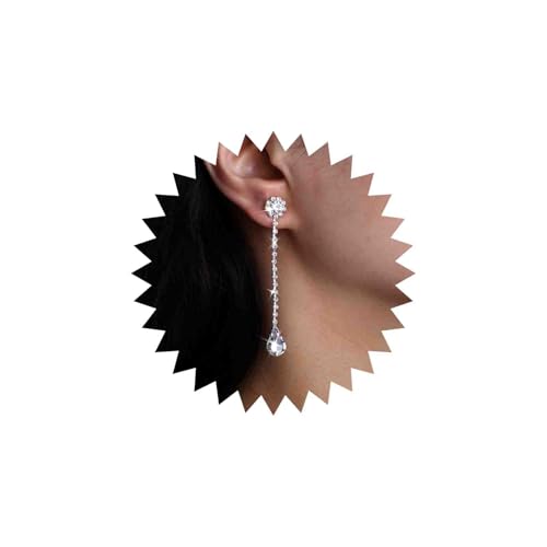 Atentuyi Silber Drop Earrings Hochzeit Kristall Smaragd Grün Strass Ohrringe Cz Tropfen Hänger Braut Aussage Schmuck Frauen von Atentuyi