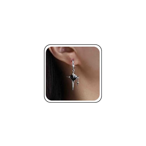 Punk Gothic Schwarz Kristall Kreuz Baumeln Ohrringe Bolzen Silber Funkelnden Strass Kreuz Ohrringe Cz Hoop Drop Zierlich Einfach Vintage Religion Kruzifix Minimalistischen Retro Halloween Für Frauen von Atentuyi