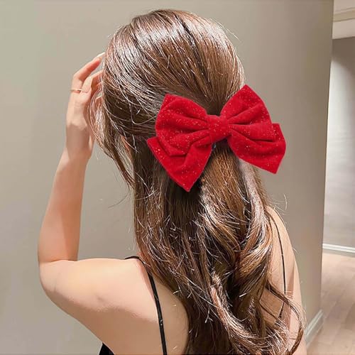 Red Haarschleifen Für Frauen Glitzernde Schleife Haarspangen Samtschleife Clips Niedliche Haarschleife Clips Französisches Haarband Abschlussball Schleifen Party Hochzeit Barrette Bowknot Schwarz von Atentuyi