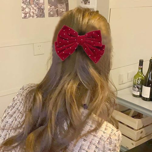 Red Haarschleifen Für Frauen Samtbogen Haarspangen Glitzernde Kristallbogenspangen Niedliche Haarschleifenclips Französisches Haarband Schleife Strassbögen Party Abschlussball Hochzeit Bogen Spange von Atentuyi