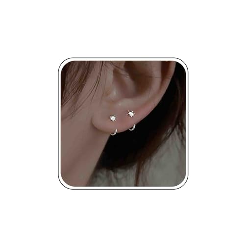 Silver Einfädler Ohrringe Cz Faden Ohrringe Bolzen Linie Durchziehen Ohrringe Kristall Hoop Ohrringe Gold Huggie Hoop Ohrringe Halbe Reifen Ohrringe Offene Reifen Einfache Minimalistische Frauen von Atentuyi