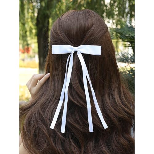 White Haarschleifen Für Frauen Kleine Schleife Haarspangen Seidig Satin Clips Niedlichen Haarschleife Clips Französisch Haar Band Bogen Langen Schwanz Bögen Hochzeit Barrette Bowknot Rosa Rot Schwarz von Atentuyi