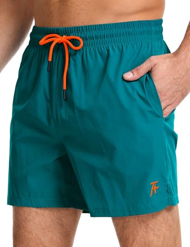 Atforna Badehose Herren Badeshorts Kurz Schnelltrocknend Schwimmhose Atmungsaktiv Trainingsshorts Verstellbar Mit Tunnelzug Meshfutter Pfauenblau S von Atforna