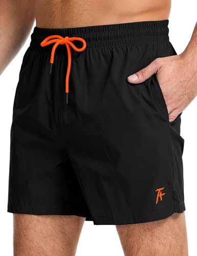 Atforna Badehose Herren Kurz Badeshorts Schnelltrocknend Schwimmhose Männer Board Shorts Strand Surfen Strandhose mit Mesh Liner Schwarz M von Atforna