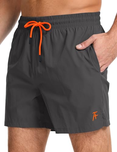 Atforna Herren Badehose Kurz Männer Badeshorts Verstellbarem Tunnelzug Schwimmhose Schnelltrocknend Bademode für Beach Sport Surfing Dunkelgrau XXL von Atforna