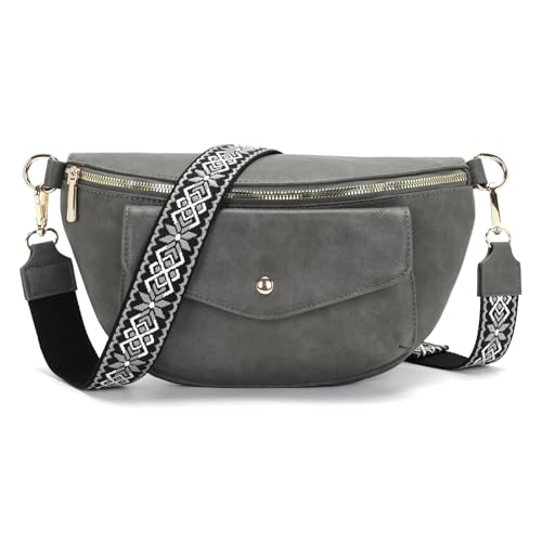 Atgbiem Bauchtasche Damen Umhängetasche Klein Crossbody Bag Kleine Handtasche Schönes Tasche Damen Dunkelgrau von Atgbiem