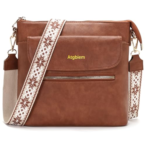Atgbiem Handtasche Damen Klein Umhängetasche Damen Mittelgroß Tasche Crossbody Bag Damenhandtasche Braun 9 Farben zur Auswahl von Atgbiem