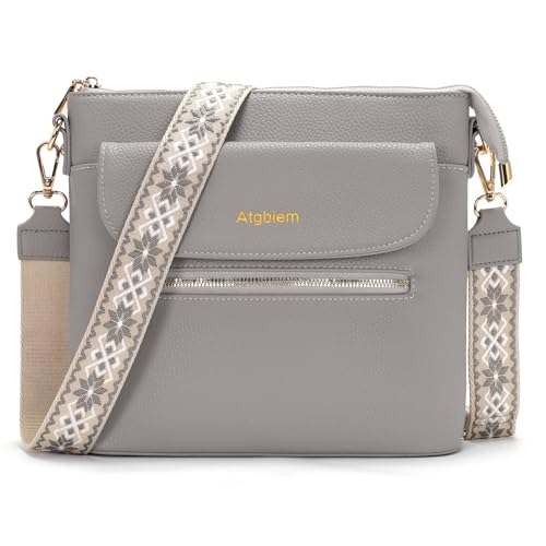 Atgbiem Handtasche Damen Klein Umhängetasche Damen Mittelgroß Tasche Crossbody Bag Damenhandtasche Grau 9 Farben zur Auswahl von Atgbiem