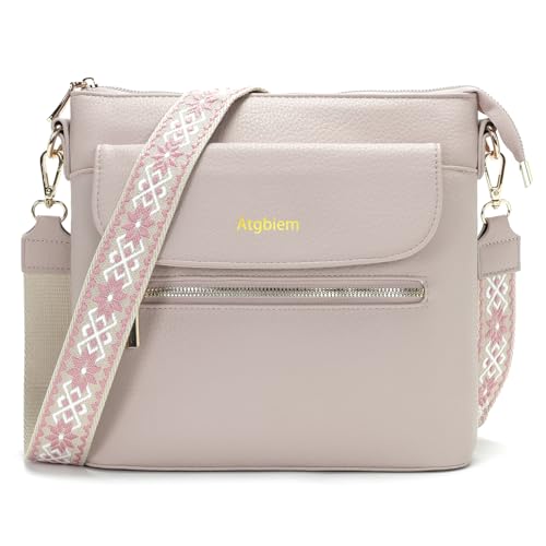 Atgbiem Handtasche Damen Klein Umhängetasche Damen Mittelgroß Tasche Crossbody Bag Damenhandtasche Hellrosa 9 Farben zur Auswahl von Atgbiem