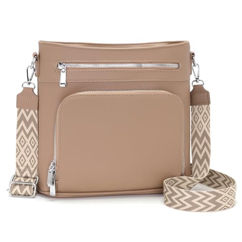 Atgbiem Handtasche Damen Mittelgroß Umhängetasche Vegan Leder Taschen Damen Crossbody mit Geldbörsenfunktion Khaki von Atgbiem
