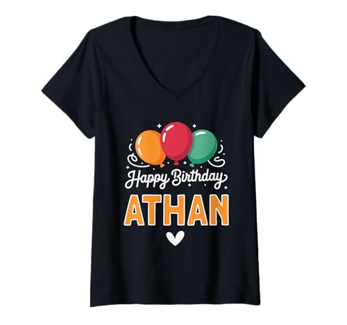 Damen Alles Gute zum Geburtstag Spruch Athan T-Shirt mit V-Ausschnitt von Athan Name Spruch für Geburtstag