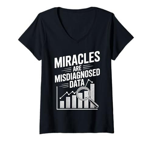 Damen Wunder sind falsch diagnostizierte Daten T-Shirt mit V-Ausschnitt Damen Wunder sind falsch diagnostizierte Daten T-Shirt mit V-Ausschnitt von Atheist Agnostic Analytical Science Apparel