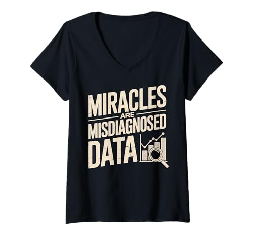 Damen Wunder sind falsch diagnostizierte Daten T-Shirt mit V-Ausschnitt Damen Wunder sind falsch diagnostizierte Daten T-Shirt mit V-Ausschnitt von Atheist Agnostic Analytical Science Apparel