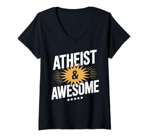 Damen Atheistisches und fantastisches, mutiges Statement-Design T-Shirt mit V-Ausschnitt Damen Atheistisches und fantastisches, mutiges Statement-Design T-Shirt mit V-Ausschnitt von Atheist Agnostic Awesome Bold Apparel